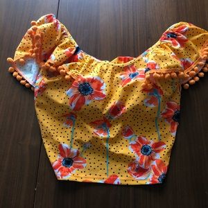 Kortni Jeane orange floral flounce top